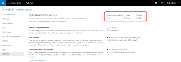 Hide OneDrive for Business